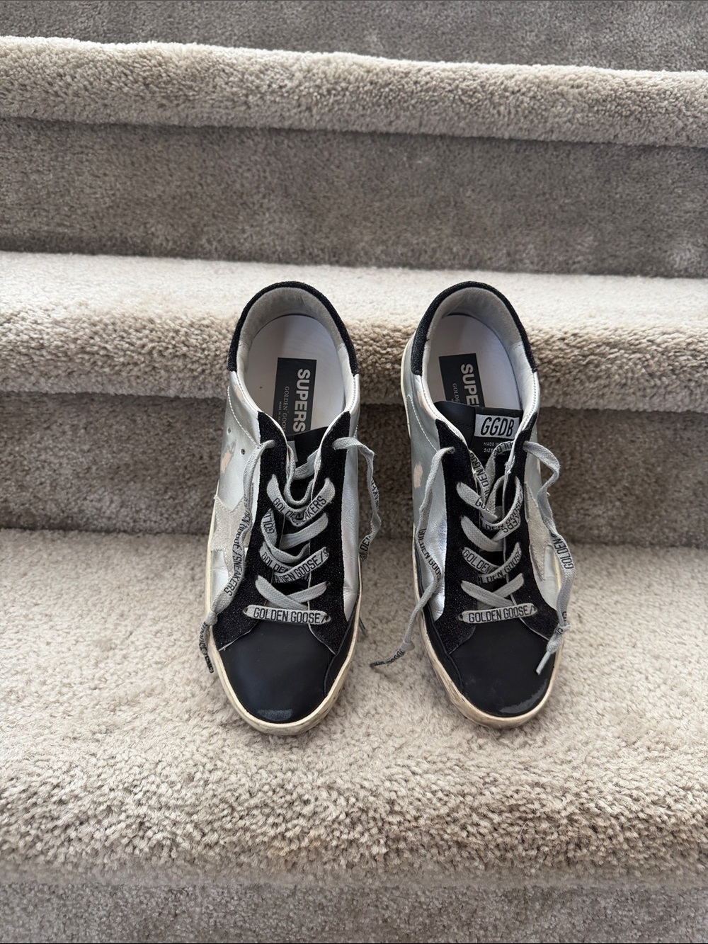 Golden Goose Black & Silver Low-Top Superstar Sneakers